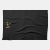 Script Name Elegant Template Black & Gold Monogram キッチンタオル (横)