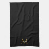 Script Name Elegant Template Black & Gold Monogram キッチンタオル (縦)