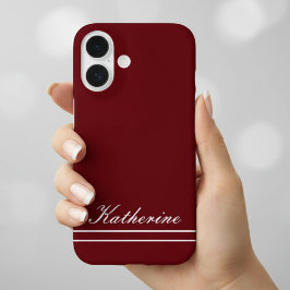 Script Name Minimalist Burgundy Red iPhone 16ケース