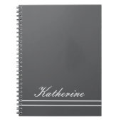 Script Name Minimalist Charcoal Gray ノートブック (正面)