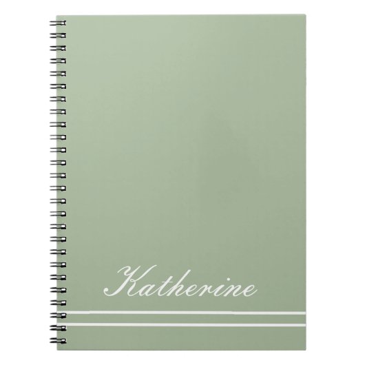 Script Name Minimalist Green Eucalyptus ノートブック (正面)