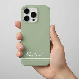 Script Name Minimalist Green Eucalyptus iPhone 16 Proケース