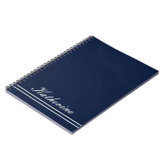 Script Name Minimalist Navy Blue ノートブック (左側)