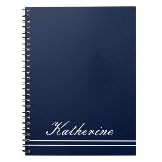 Script Name Minimalist Navy Blue ノートブック (正面)