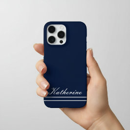 Script Name Minimalist Navy Blue iPhone 16 Pro Maxケース
