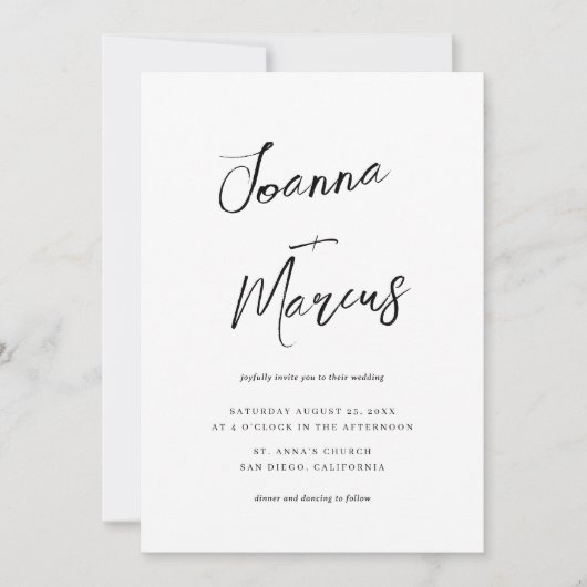 Script Names Simple Minimal Casual Wedding Invite 招待状 (正面)