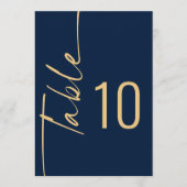 Script Navy金ゴールド結婚の印刷可能なテーブル番号 招待状 (正面)