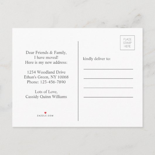 Script New Home Photo Change of Addressを移動 案内ポストカード (裏面)