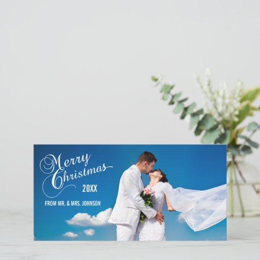 Script Newlywedsホリデーフォトカード シーズンカード (スタンド正面)