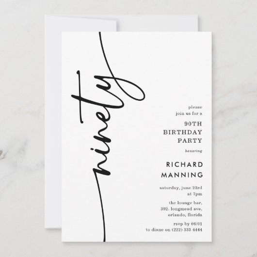 Script Ninety' 90th Birthday 招待状 (正面)