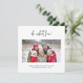 Script Ohモダン Whatおもしろいクリスマスファミリーフォト シーズンカード (スタンド正面)