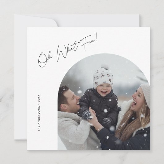 Script Oh Whatおもしろいクリスマスファミリーアーチ写真 シーズンカード (正面)