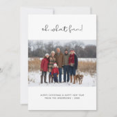 Script Oh Whatおもしろいクリスマスファミリーフォトブルー シーズンカード (正面)