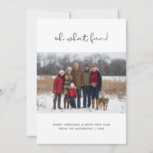 Script Oh Whatおもしろいクリスマスファミリーフォトブルー シーズンカード (正面)