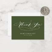 Script Olive Green Wedding Budget Thank You ノートカード (正面/裏面インサイチュ)