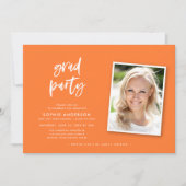 Script Orange and Blue Photo卒業パーティー 招待状 (正面)