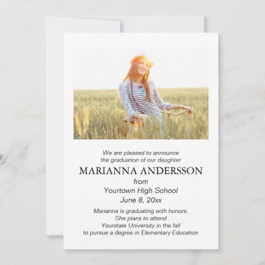 Script Overlay卒業写真の発表 招待状 (裏面)