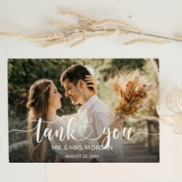 Script Overlay文字ハートと写真結婚の サンキューカード