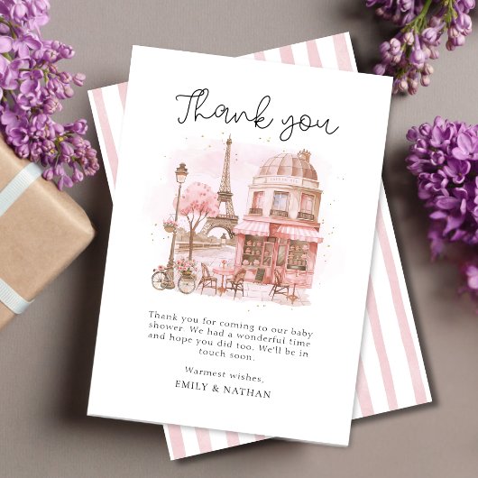 Script Paris Patisserie Thank You Baby Shower Card サンキューカード