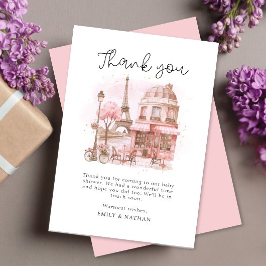 Script Paris Patisserie Thank You Baby Shower Card サンキューカード