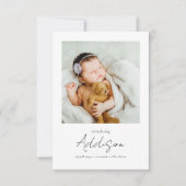 Script Photoの導入誕生統計新生児 サンキューカード (正面)