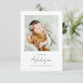 Script Photoの導入誕生統計新生児 サンキューカード (スタンド正面)