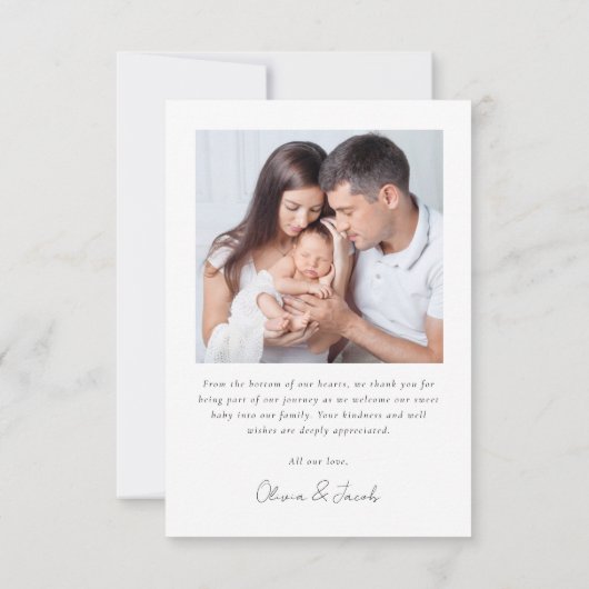 Script Photoの導入誕生統計新生児 サンキューカード (裏面)