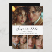 Script Photo Collageモダン白黒 セーブザデート (正面/裏面)