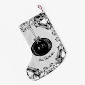 Script Photo Giftエレガントクリスマスオーナメント スモールクリスマスストッキング (裏面 (吊り時))