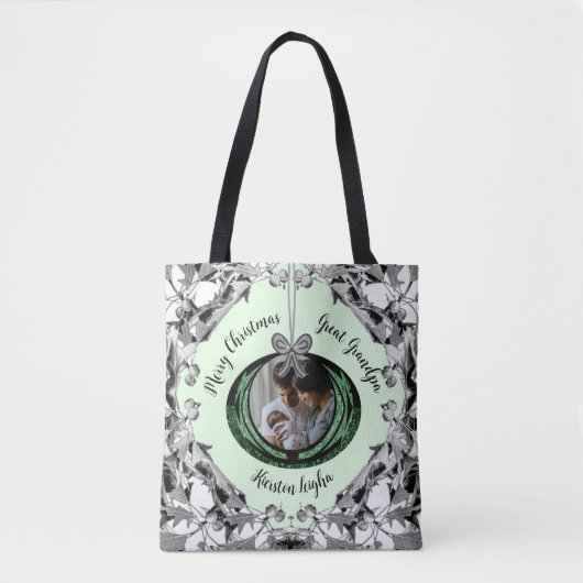 Script Photo Giftエレガントクリスマスオーナメント トートバッグ (正面)