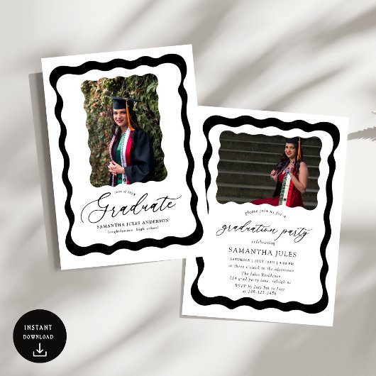 Script Photo Graduation Partyモダン招待状 招待状