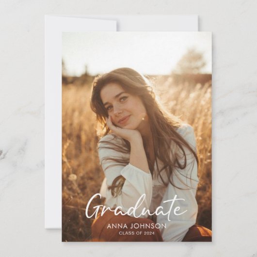 Script Photo Graduation Partyモダン招待状 招待状 (裏面)