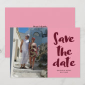 Script Photo Minimalist日付の保存招待状 招待状 (正面/裏面)