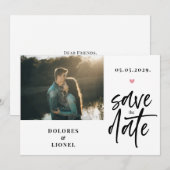 Script Photo Minimalist日付の保存招待状 招待状 (正面/裏面)