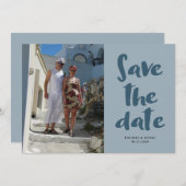 Script Photo Minimalist日付の保存招待状 招待状 (正面/裏面)