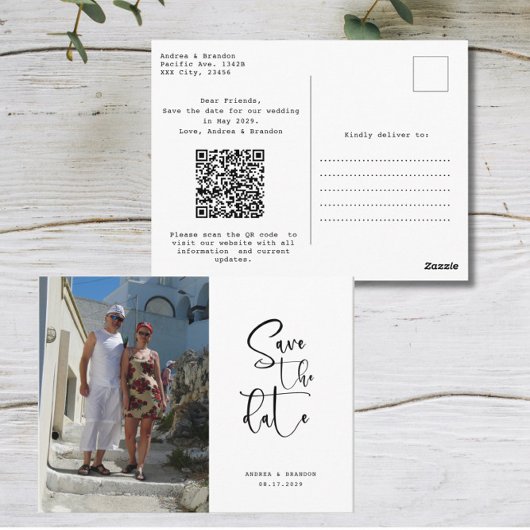 Script Photo Minimalist Save the date  ポストカード