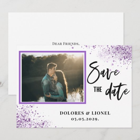 Script Photo Minimalist Save the date Invitation 招待状 (正面/裏面)