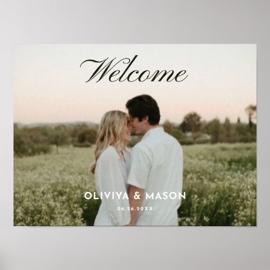 Script Photo Wedding Welcome Sign Poster ポスター (正面)