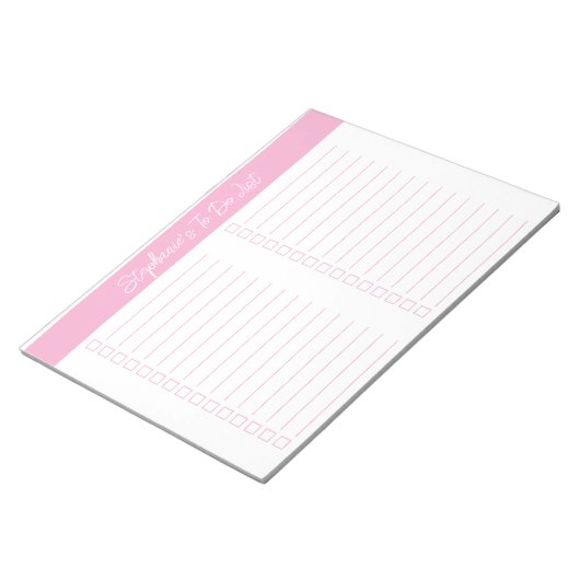 Script Pink 8.5x11 Two Column Checklist ノートパッド (アングル)