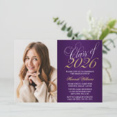 Script Purple金ゴールド写真卒業のお知らせ 招待状 (スタンド正面)