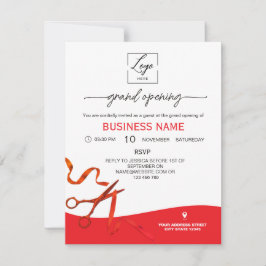 Script Red Ribbon Cutting Grand Opening Invitation 招待状