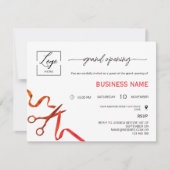 Script Red Ribbon Cutting Grand Opening Invitation 招待状 (正面)