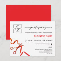 Script Red Ribbon Cutting Grand Opening Invitation