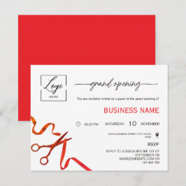 Script Red Ribbon Cutting Grand Opening Invitation 招待状