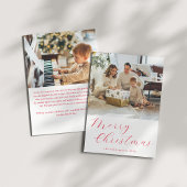 Script Red Simple Merry Christmas Photo Letter シーズンカード