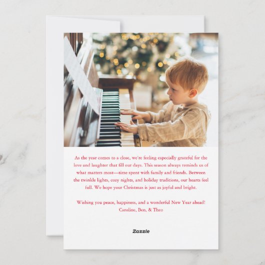 Script Red Simple Merry Christmas Photo Letter シーズンカード (裏面)