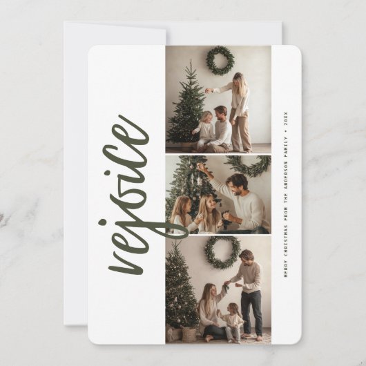 Script Rejoice宗教的なクリスマス家族の写真 シーズンカード (正面)