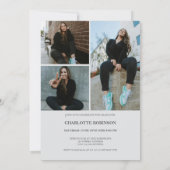 Script retro gray graduate photo graduation 招待状 (裏面)