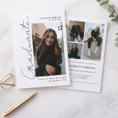 Script retro gray graduate photo graduation 招待状