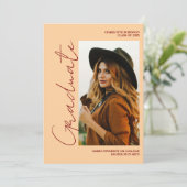 Script retro Light Peach graduate photo graduation 招待状 (スタンド正面)